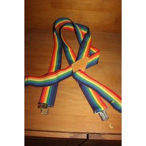 R & J Leathercraft Retro Rainbow Striped 110 Adult Suspenders Made in USA